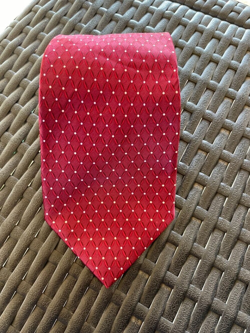 Stafford 100% Silk Tie Burgundy Geometric Dot Pattern Classic Business Necktie